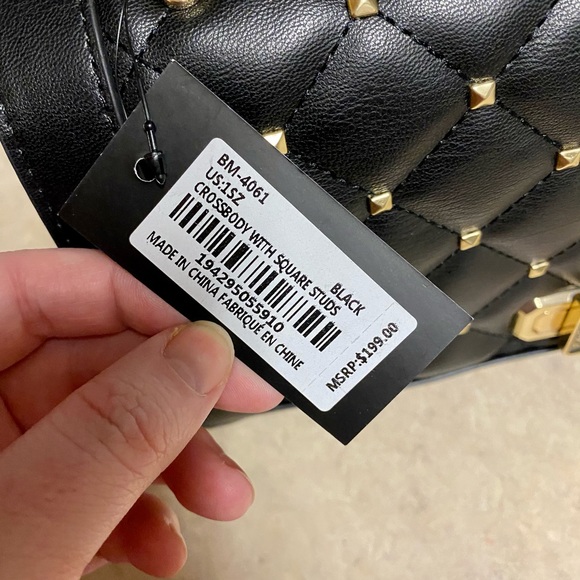 Badgley Mishka Black and Gold Studded Crossbody - Picture 3 of 3